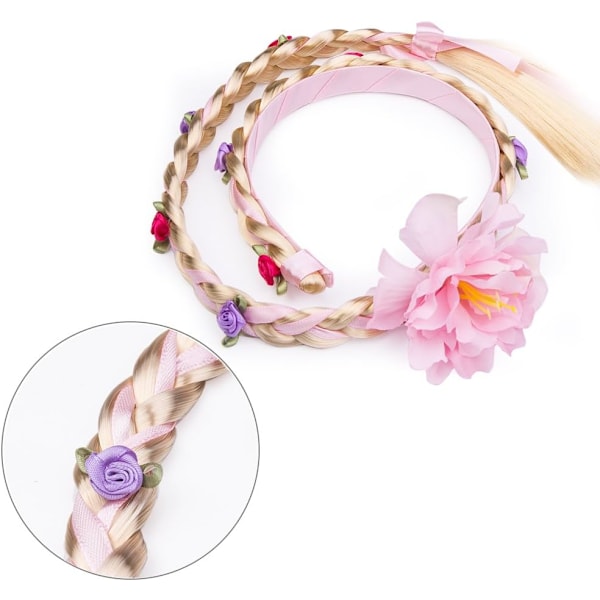 Prinsessa Elsan asusteet lapsille, sisältää punoksen, tiaran, hanskat ja taikakepin 9pcs - pink (braids)