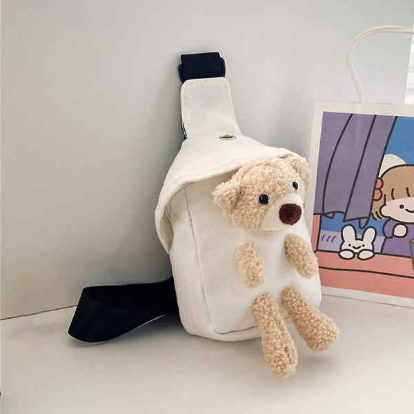 Flicksläska för flickor Plysch Crossbody-väska med justerbar rem för dagsryggsäck Vandring Resor
