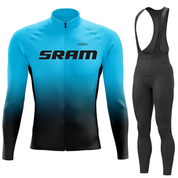 SRAM Pro Efterårs Cykeltrøje Sæt Cykel Sportstøj Sæt MTB Uniform Ropa Ciclismo Landevejscykel Tøj Bicicleta Lange Bib Bukser Auburn S Auburn