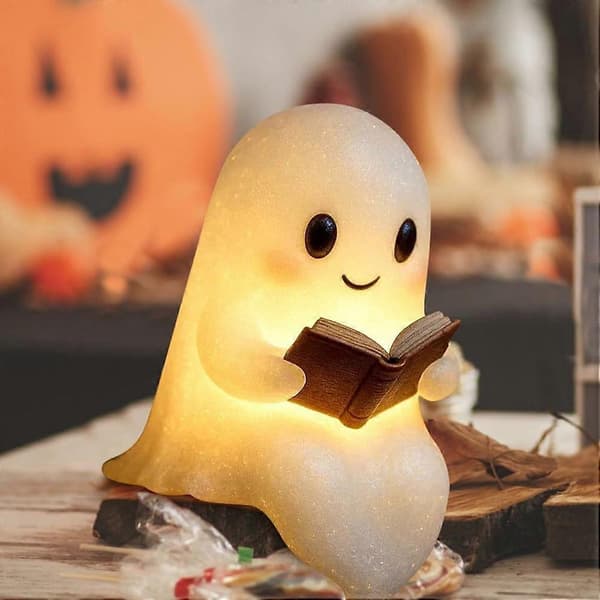 Bokelskeres glede søte spøkelser leselampe for Halloween-netter og studietider skrivebordslampe 15*11.5*21cm