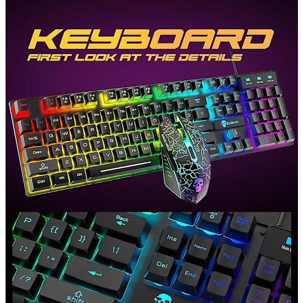 RGB Tangentbord och Mus Set med RGB Bakgrundsbelysning