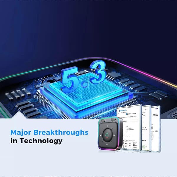 Bluetooth 5.3 Biladaptermottaker - Trådløs AUX USB TF Håndfri Stereolyd
