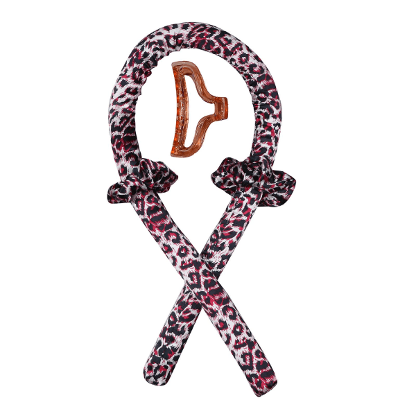 Flexibla Locktänger med Klämma Twist Skum Hårrollers Mjuka Skum Hårspolar Utan Värme med 2 Red Leopard Grain