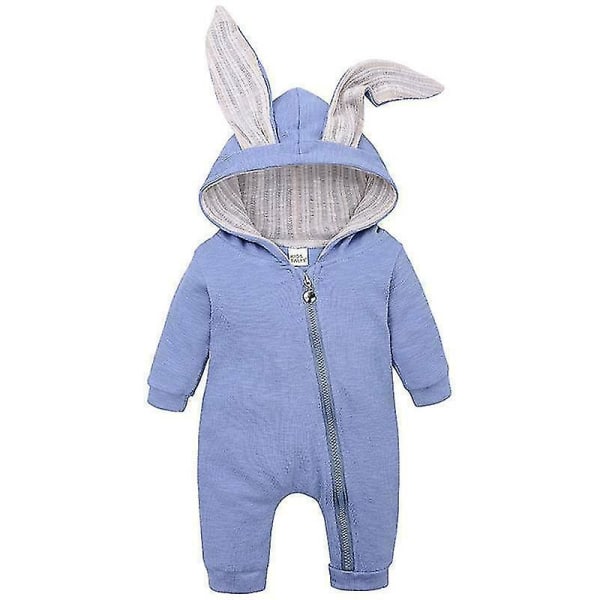 Baby Onesies Höstkläder Söt Bunny Ears Out Coat blue 90 yards
