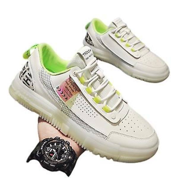 Nya Andningsbara Tunna Sportskor Herr Air Force One Sneakers white green 40