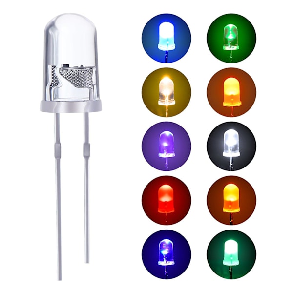 500 Stk. Transparent LED Lysdiode Pære LED Lys, 5 Mm (5 Farver)