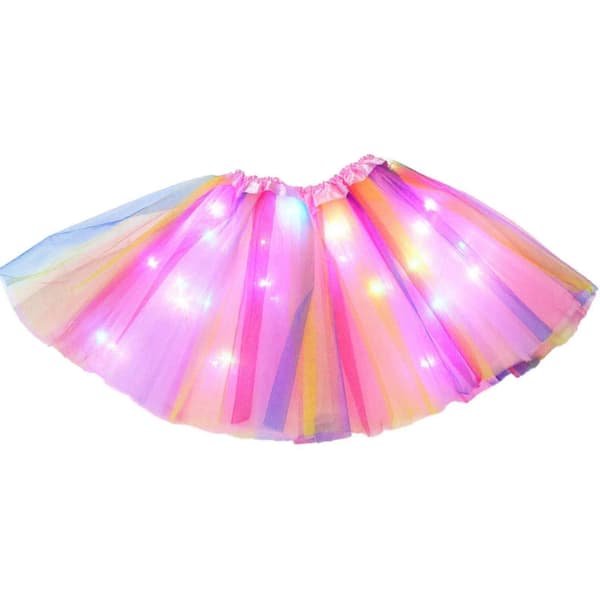 LED Tutu Skirt Piger 2-12 år, 3-lags elastisk lysende danseskørt til prinsessefest blue