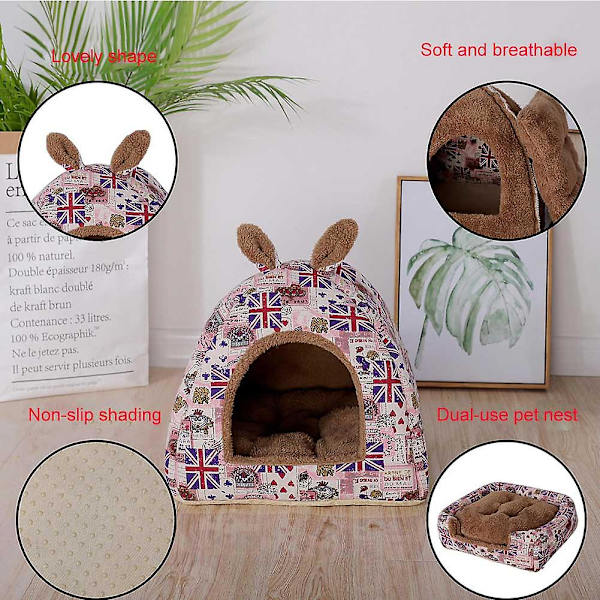 1 st Kennel Hundsäng Avtagbar Vikbar Katt Hus Varmt Mjukt Näste Fyra Säsonger Universal S