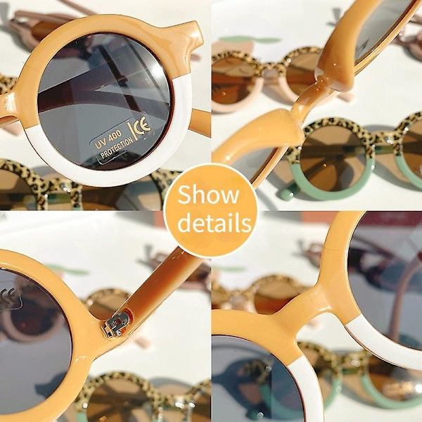 Søde leopardfarvede runde solbriller med tegneseriebjørn Light orange-a