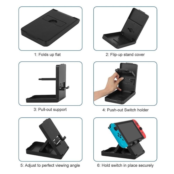 Sammenleggbart stativ for Nintend Switch, justerbar vinkelholder, NS-brakett for Nintendo Switch spillkonsoll-dokk