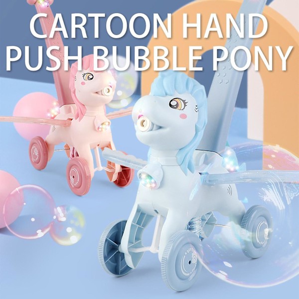 50ml Maker Trolley Bubbelmaskin Kawaii Tecknad Rolig Bubbelmaskin Barn Inomhus （Blå）