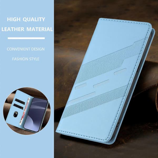 [LCS]Etui til iPhone 15, blødt PU-læder Folio Flip Kickstand Stødsikkert telefonetui - Mørkegrøn Light Blue