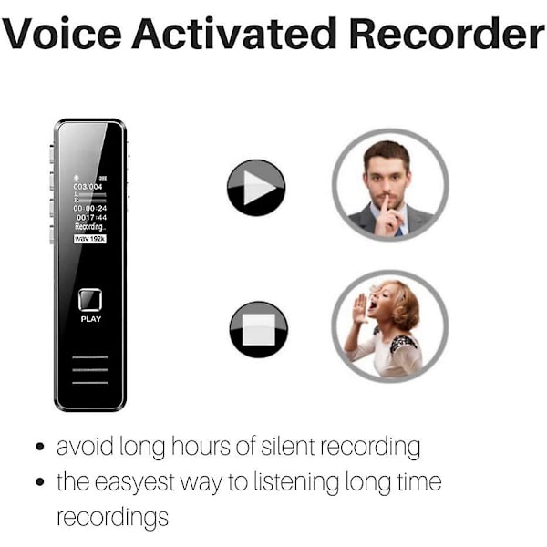 Genopladelig digital lydoptager, MP3-afspiller, USB-optager - 4G