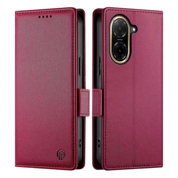 [LCS]För Xiaomi Redmi A5 4G (171.7mm)/Poco C71 4G Stativfodral PU Läder Plånboksfodral Multicolor Wine Red