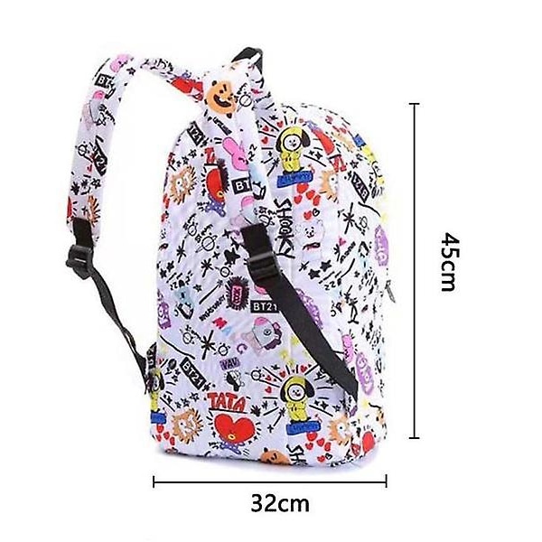 Kpop BTS Bangtan Jungen Tecknad BT21 Ryggsäck BTS Karaktär Grafik Mesh Ryggsäck