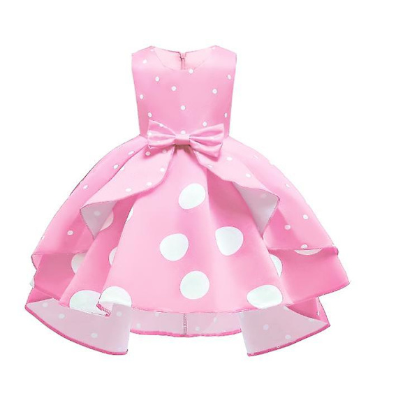 Tyttöjen Joulu Pilkullinen Syntymäpäivä Prinsessa Mekko Halloween Karnevaali Asu pink 130