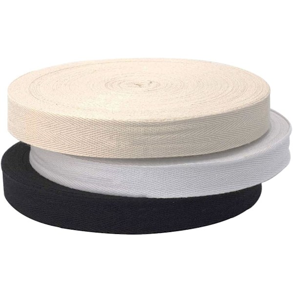 45 meter linned twill tape naturlig bomuldstape bånd syning zigzag rulle til syning kjolefremstilling håndværk kjolefremstilling sort 2cm