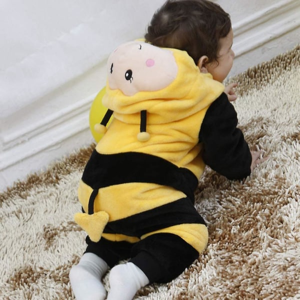 Reedca Toddler's Dinosaurie-dräkt för barn, söt huva-dräkt för halloween Bee 12-18 Months