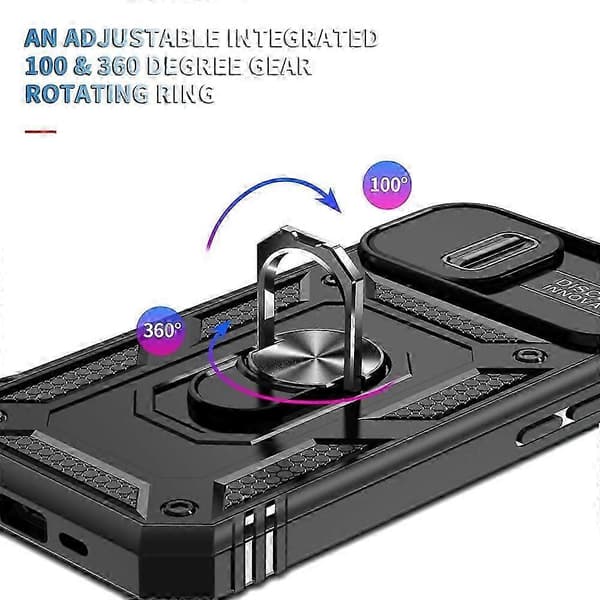 [LCS]Skjutbart Camshield-telefonfodral kompatibelt med iPhone 15 Pro Max_Present kompatibel med G Black
