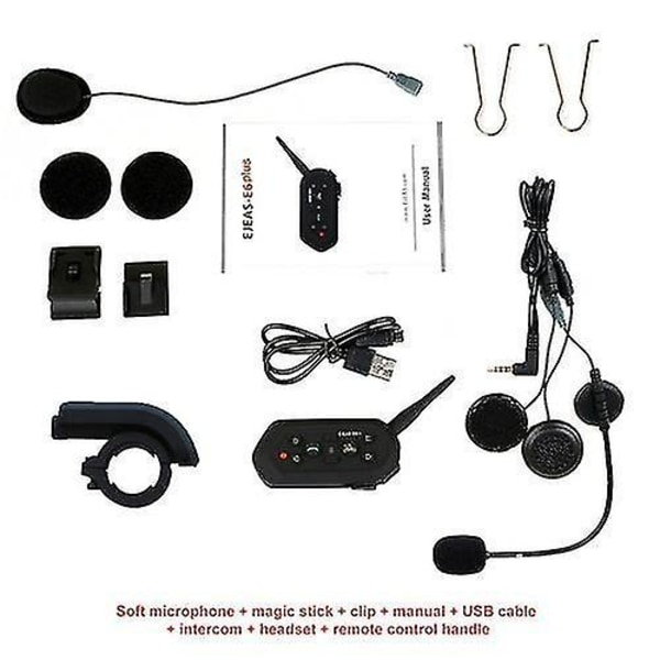 1200M EJEAS E6 Plus Bluetooth Motorcykel Intercom Headset