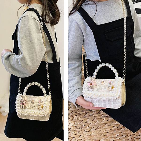Flickor Prinsessstil Axelväska Handväska  Crossbody Väska, barnpresent Off white