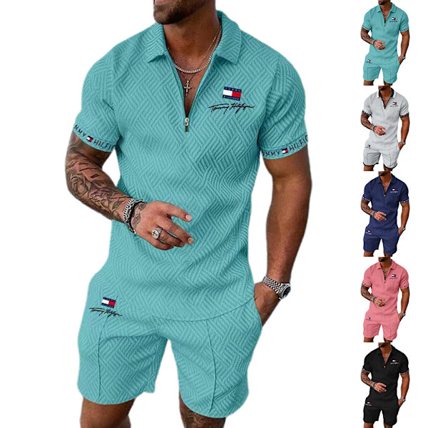 Herre Casual Sæt Sportstøj Gym Fitness Sæt Mode Sommer Kortærmet T-shirt Shorts Sæt Herre Sportstøj Træningsdragt Hvid S White