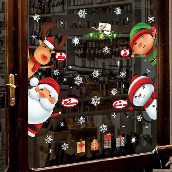 [LCS] Christmas Window Static Decal Removable Vinyl DIY Wall Window Door Mural Display Decal