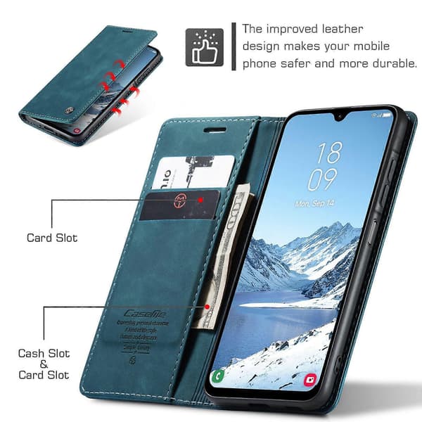 [LCS] För Samsung Galaxy A17 5G Plånboksfodral PU Läder Telefonfodral Stativ Blue