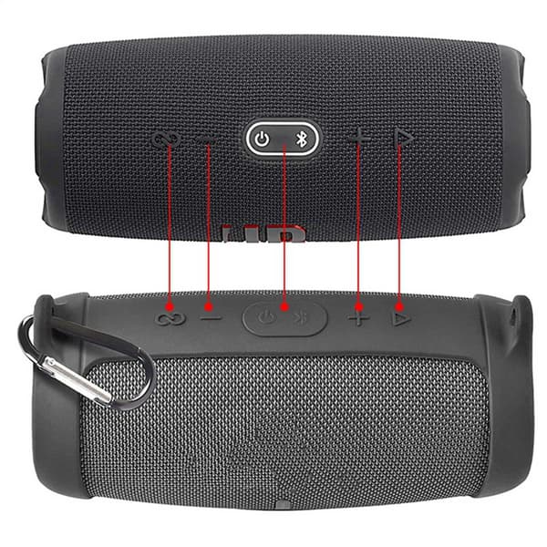 [LCS] Silikon för Charge 5 Bluetooth-högtalare, resefodral med axelrem och karbinhake Black