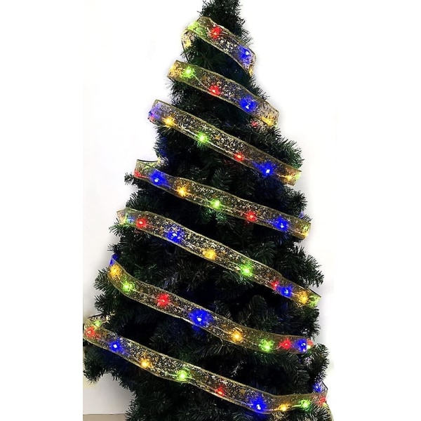 Glänsande Band Ljusslinga, 5m LED Band Julbelysning gold and color lamp