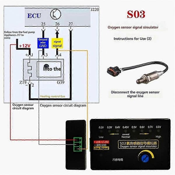 [LCS] Mini Auto O2-sensorsignalsimulator 4-trådig syresensor för fordon Black