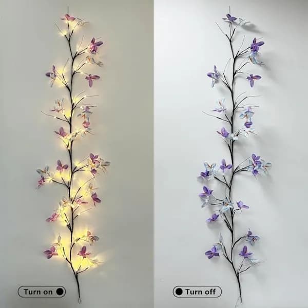 [LCS] Butterfly Vine Lights, 36 LED, 162 cm, Enchanted Wall Decor, 8 Lighting Modes for Indoor Wall Decoration