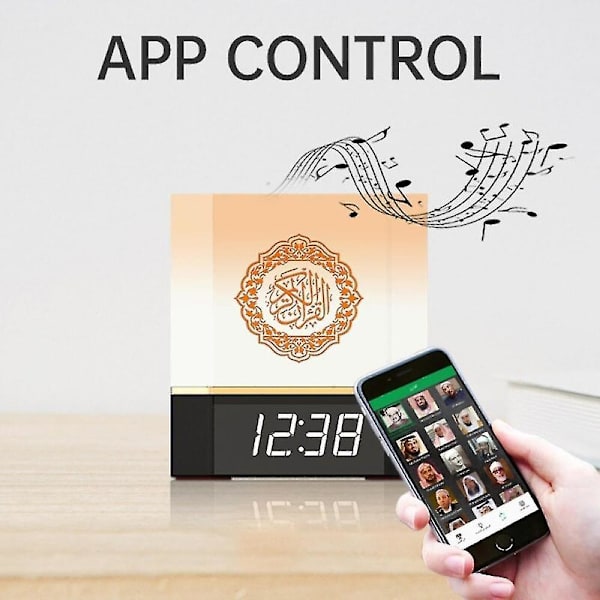 Bluetooth Högtalare Trådlös Fjärrkontroll LED Nattlampa Smart App Kontroll Digital Azan Klocka Med Koranen