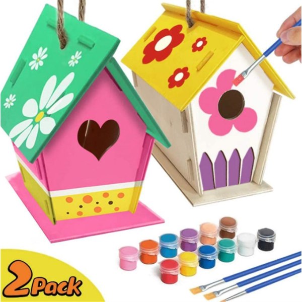 2pack DIY Bird House Kit, bygg och måla fågelhus