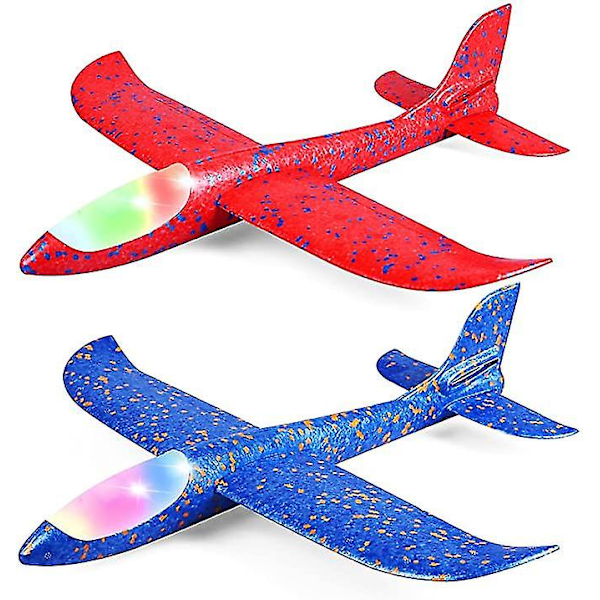 2-pack LED Flygplansleksaker, 45 cm Stort Kastflygplan i Skum
