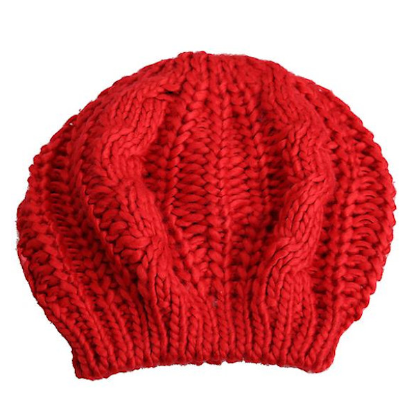 Varm Vinter Dame Beret Strikket Baggy Beanie Lue Flerfarget Skilue Coffee