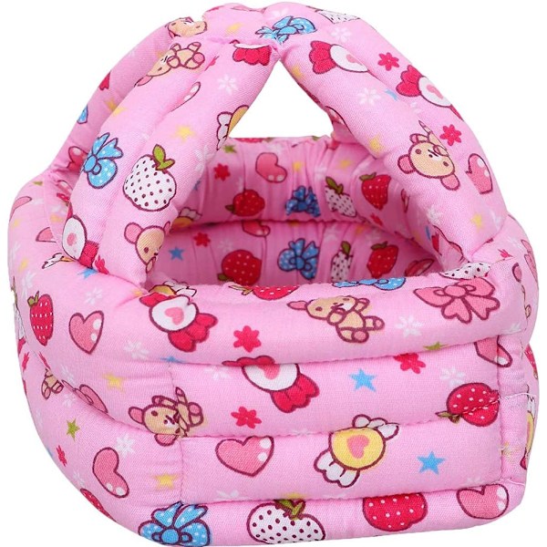 Babyhjelm Beskyttelse for spedbarnshode Beskyttende hatt for småbarn Bomull Justerbar sikkerhetshjelm for å lære å klatre og gå Candy Pink