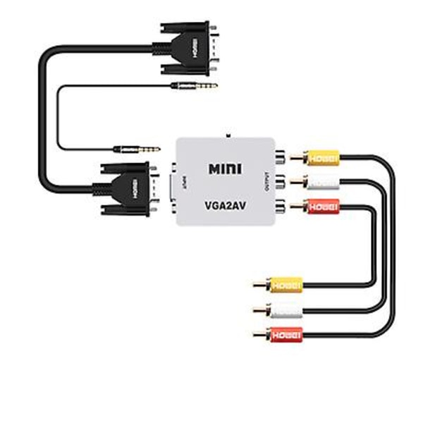 Mini VGA till AV videokonverterare, VGA TILL RCA, PC till TV-adapter