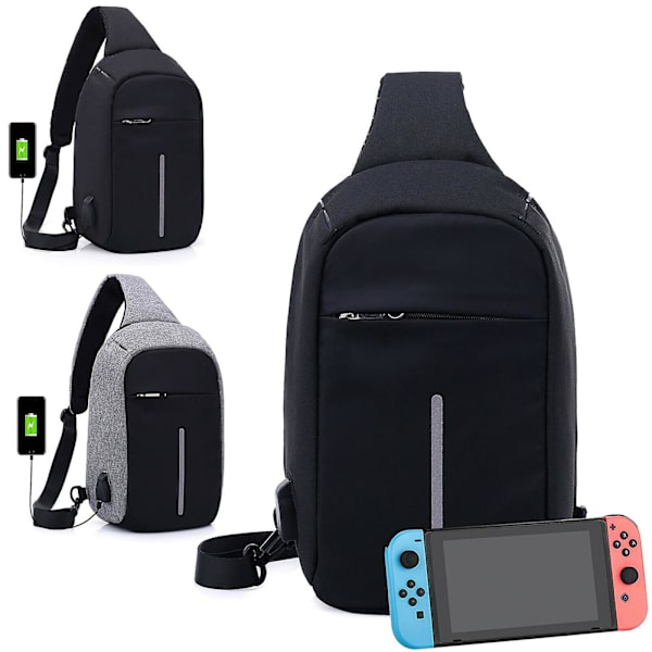 Nintendo Switch -laukku reppu matkalaukku suojakotelo USB-latauksella Gray