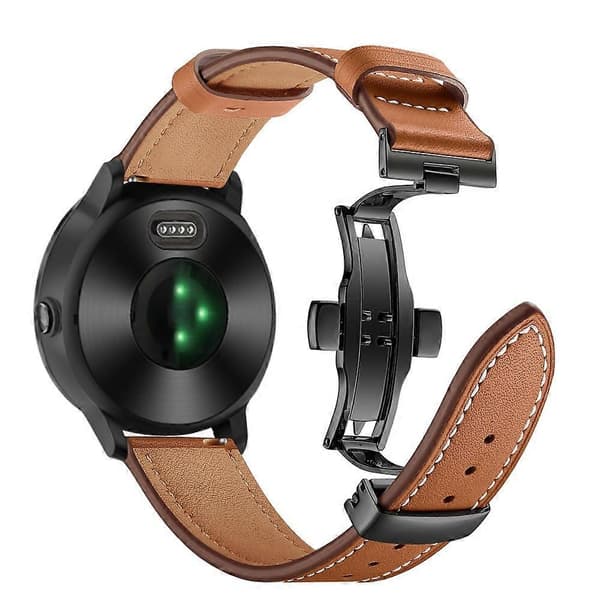 [LCS]20mm Top-layer koskind ægte læder urrem erstatning til Garmin Vivoactive 3 Vivom Multicolor Black+Brown