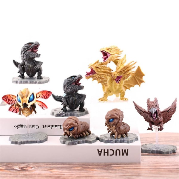 6st Godzilla figurleksak King Of Dinosaur Monsters Model Doll Ornaments 7PCS