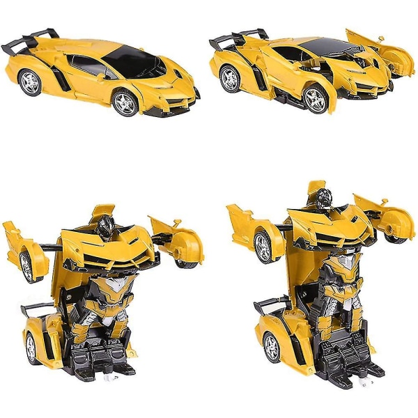 Fjärrkontroll Bil Fjärrkontroll Transformator Robot Car 360 Rotating Brake Uppladdningsbar barnleksaksbil yellow
