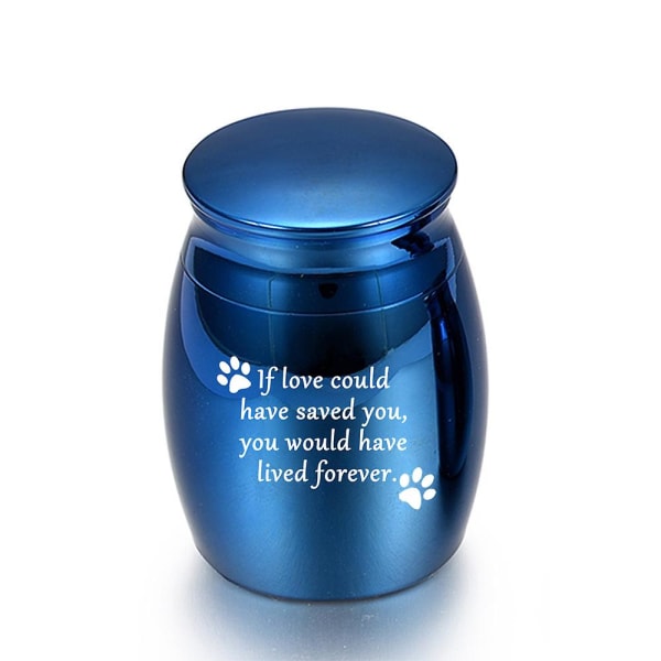 Liten Kremeringsurne for Hundeaske Mini Kjæledyrurne Rustfritt Stål Aske Minne Blue