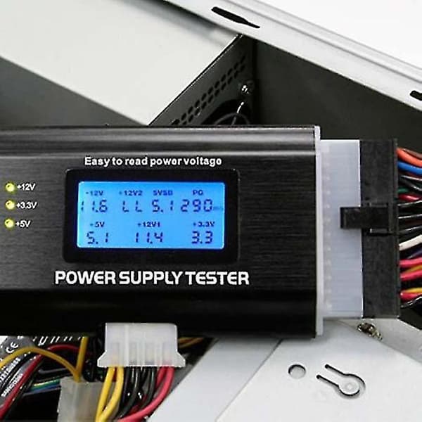 Digiflex Atx Strømforsyningstester 20 24 Pin Sata Lcd Diagnose Psu