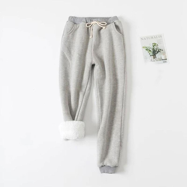 Komfortable Joggebukser Høst Vinter Dame Fleece Joggebukser Bukser Casual Tykk Fløyel Løs Kashmir Light Gray XXXL