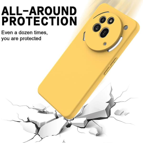 Kompatibelt med Nothing Phone (3a) Pro flytende silikondeksel bakdeksel med håndstropp Yellow