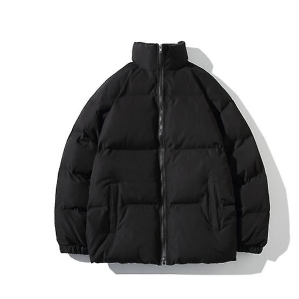 Vinterjacka Herr Parkas Thicken Warm Coat Herr Stativ krage Jackor Enfärgad Parka Coat Julklapp black XL