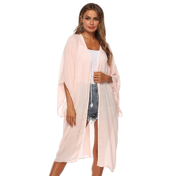 Stor Bikiniöverdel Broderi Patchwork Strandkläder Kofta