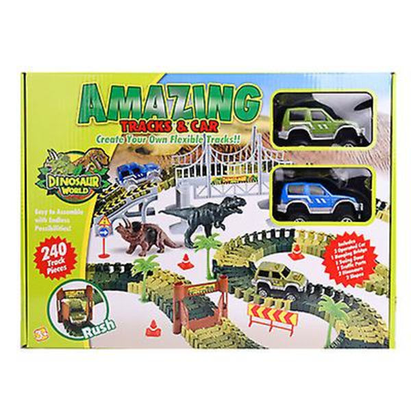 Dinosauruslelut, luo dinosaurusmaailman rata-ajo 240pcs