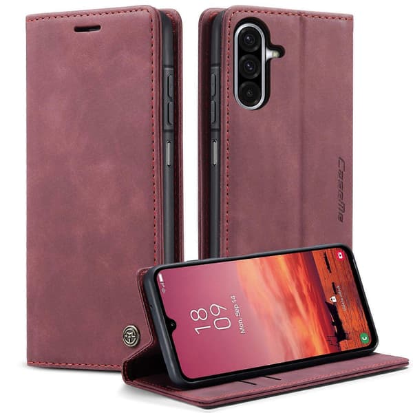 [LCS] För Samsung Galaxy A17 5G Plånboksfodral PU Läder Telefonfodral Stativ Red